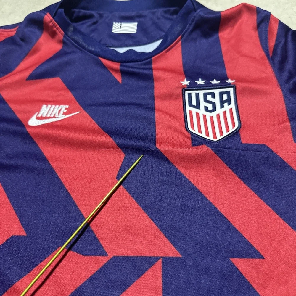 Kids Nike USA Soccer Red Blue Short Sleeve Shirt Youth Dri Fit Size Medium